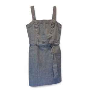 Hollister Gray and White Striped Mini Overall Sun Dress Size Small